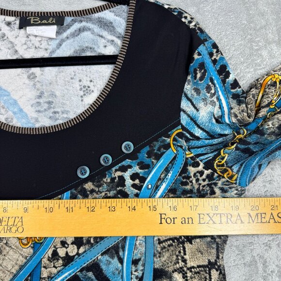 Vintage Equestrian Animal Print Blouse Eclectic Preppy Long Sleeve Y2K Leopard L - Picture 8 of 8